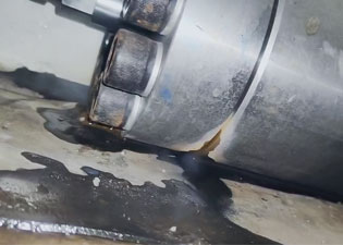 What should I do if the waterjet accumulator /attenuator suddenly leaks?